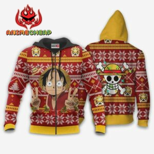 Funny Luffy Ugly Christmas Sweater Custom One Piece Anime XS12 6