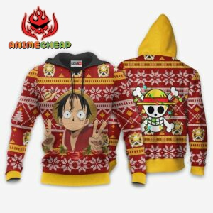 Funny Luffy Ugly Christmas Sweater Custom One Piece Anime XS12 7
