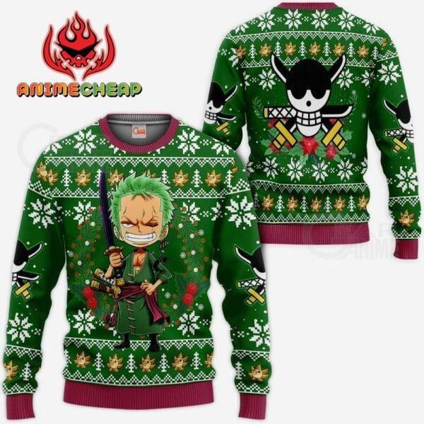 Happy Zoro Ugly Christmas Sweater One Piece Anime Xmas 1