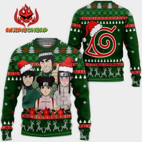 Konoha Team Guy Ugly Christmas Sweater Custom Naruto Anime XS12 1