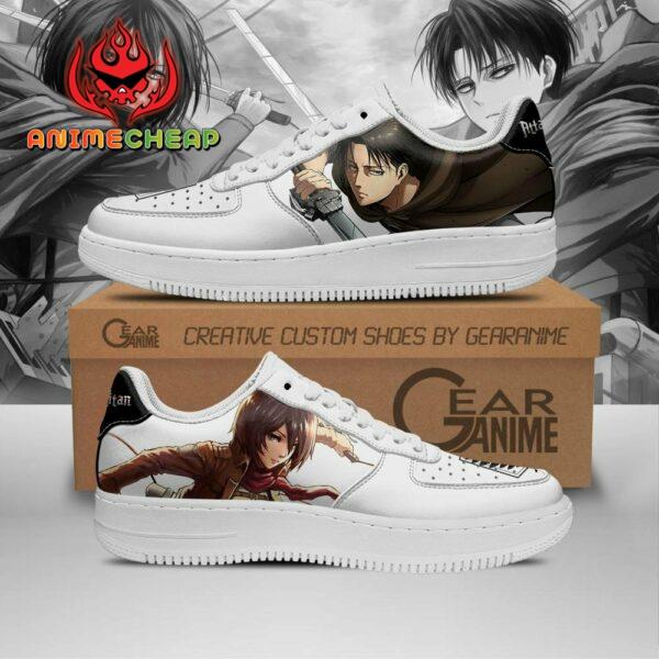 Levi and Mikasa Ackerman Sneakers AOT Custom Anime Shoes PT11 1