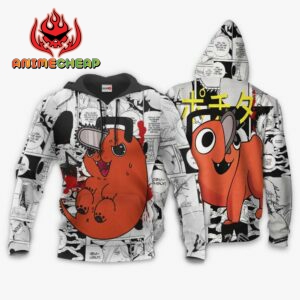 Pochita Hoodie Custom Manga Style Chainsaw Man Anime Jacket Shirt 8