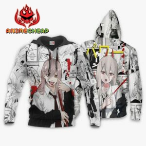 Power Blood Devil Hoodie Custom Manga Style Chainsaw Man Anime Jacket Shirt 8