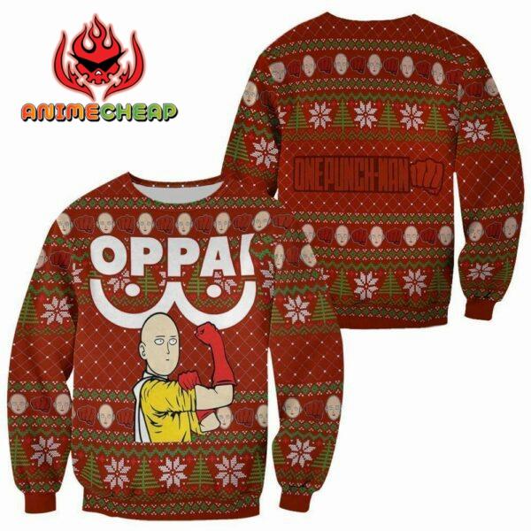 Saitama Oppai Ugly Christmas Sweater OPM Anime Xmas 1