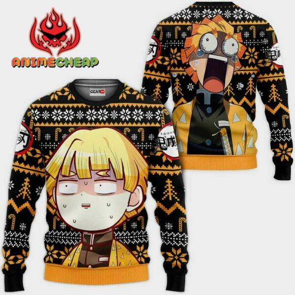 Zenitsu Ugly Christmas Sweater Custom Anime Kimetsu XS12 For Fan 1