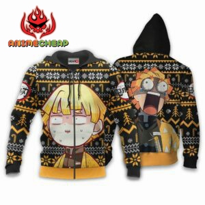 Zenitsu Ugly Christmas Sweater Custom Anime Kimetsu XS12 For Fan 6