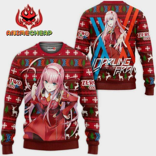 Zero Two Code 002 Ugly Christmas Sweater Custom Anime Darling In The Franxx XS12 1