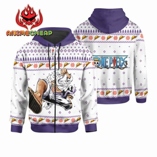One Piece Luffy Gear 5 White Custom Anime Ugly Christmas Sweater VA1808 2