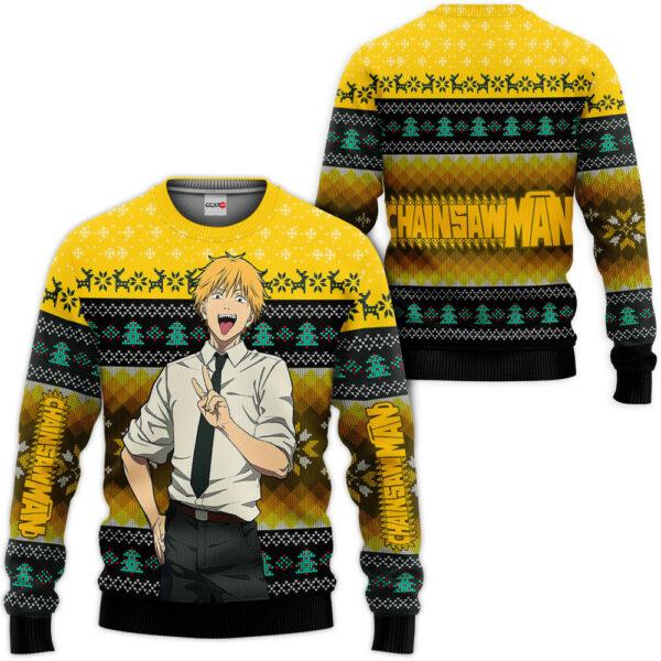 Chainsaw Man Denji Ugly Christmas Sweater Custom For Anime Fans 1