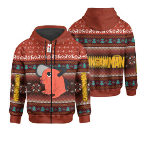 Chainsaw Man Pochita Ugly Christmas Sweater Custom For Anime Fans 6