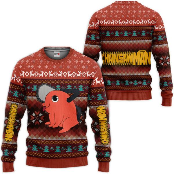 Chainsaw Man Pochita Ugly Christmas Sweater Custom For Anime Fans 1