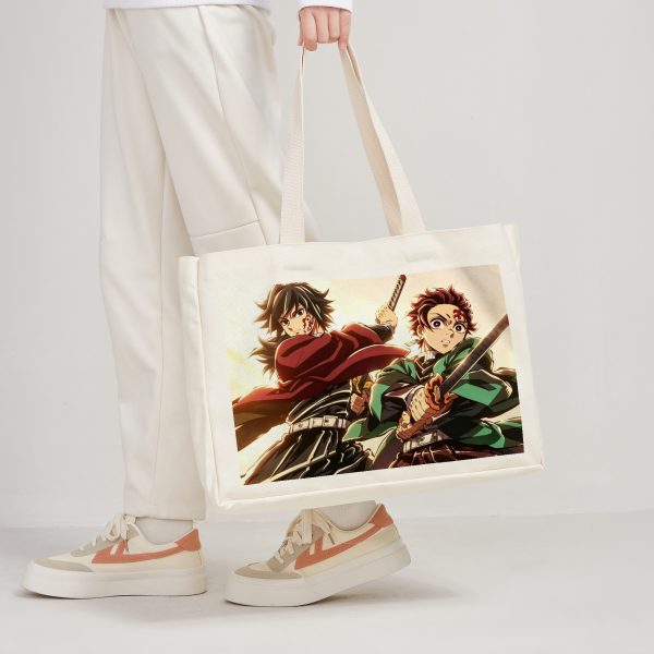 Demon Slayer: Kimetsu no Yaiba Kamado Tanjiro Tomioka Giyuu Horizontal Printed Canvas Tote Bag
