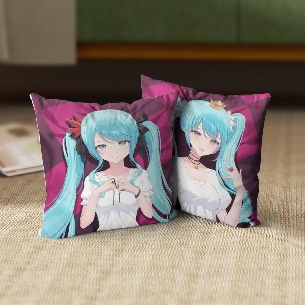 Hatsune Miku (World Is Mine Ver.) Vocaloid Anime Dakimakura Square Pillow 45x45cm 18x18 Inch