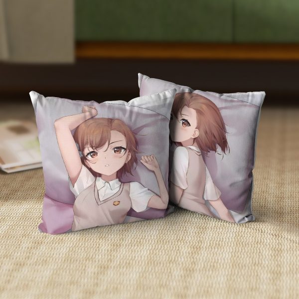 Misaka Mikoto Toaru Kagaku no Railgun Anime Dakimakura Square Pillow 45x45cm 18x18 Inch