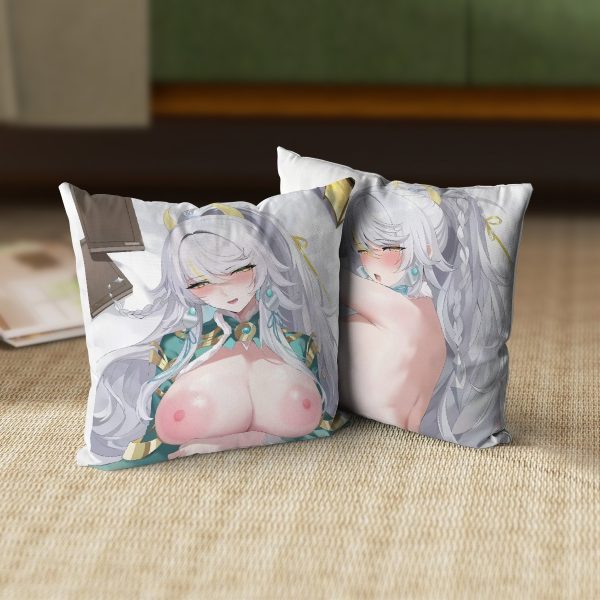 Zibai Genshin Impact White Horse Adeptus Anime Dakimakura Square Pillow 45x45cm 18x18 Inch