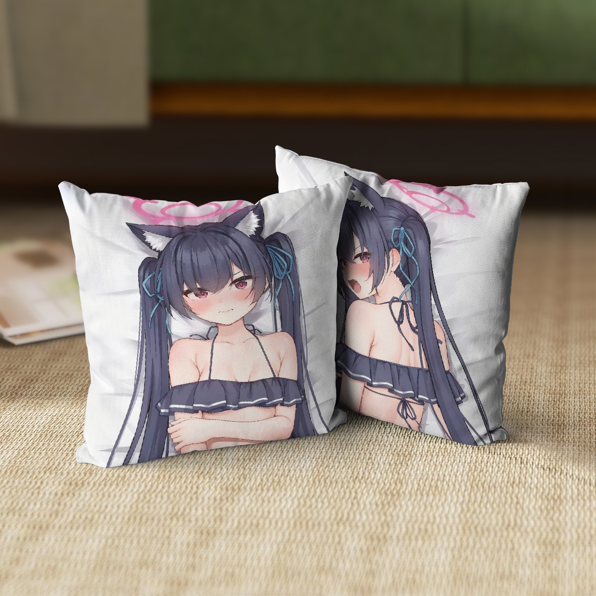 Serika Kuromi Swimsuit Ver. Blue Archive 45x45cm square throw pillow anime cushion
